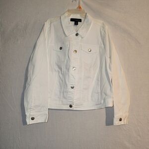 Women's White Venezia Crop Jean Cotton Denim Jacket Size 26